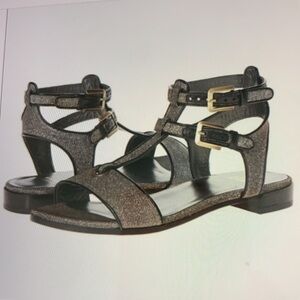 Stuart Weitzman Pyrite Nocturne Glitter Sandals 6